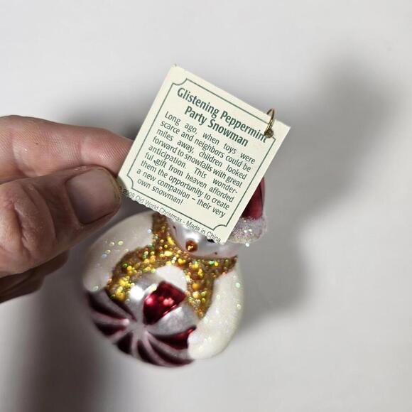 NWT Old World Christmas Glistening Peppermint Party Snowman Rare! HTF Retired - Picture 4 of 7